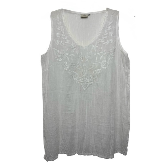 Zolena Floral Embroidered Top Size Medium White Natural Fibres Boho Coastal - Picture 6 of 6